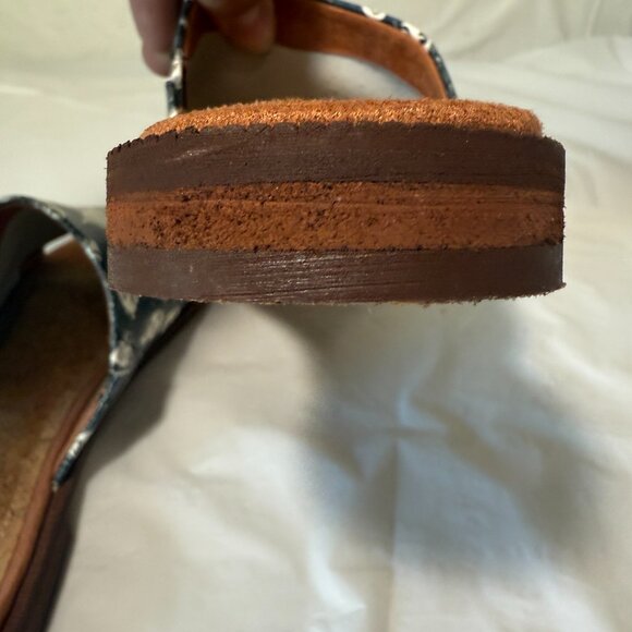 KELSI DAGGER BROOKLYN Ruthie printed leather flat slide sandal faces 6.5 - Picture 12 of 16